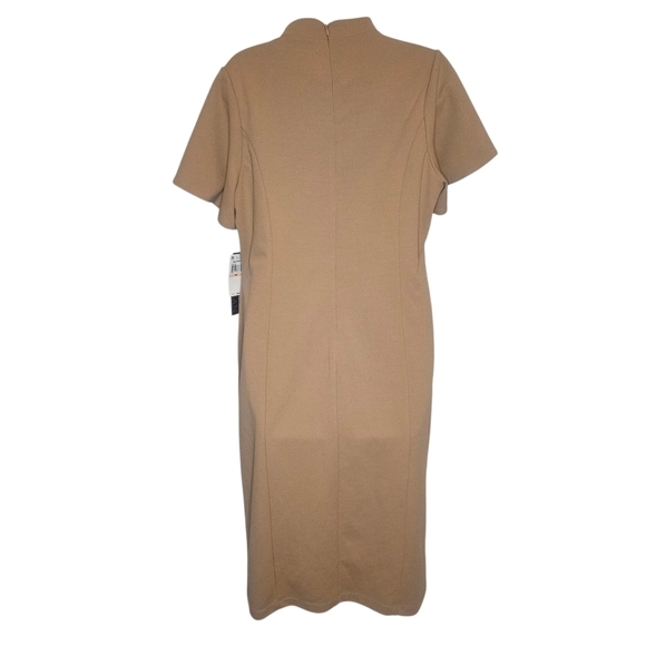RACHEL Rachel Roy Sandlewood Flutter Sleeve Midi Dress PTP 21" NWT Nude Neutral - Picture 3 of 10